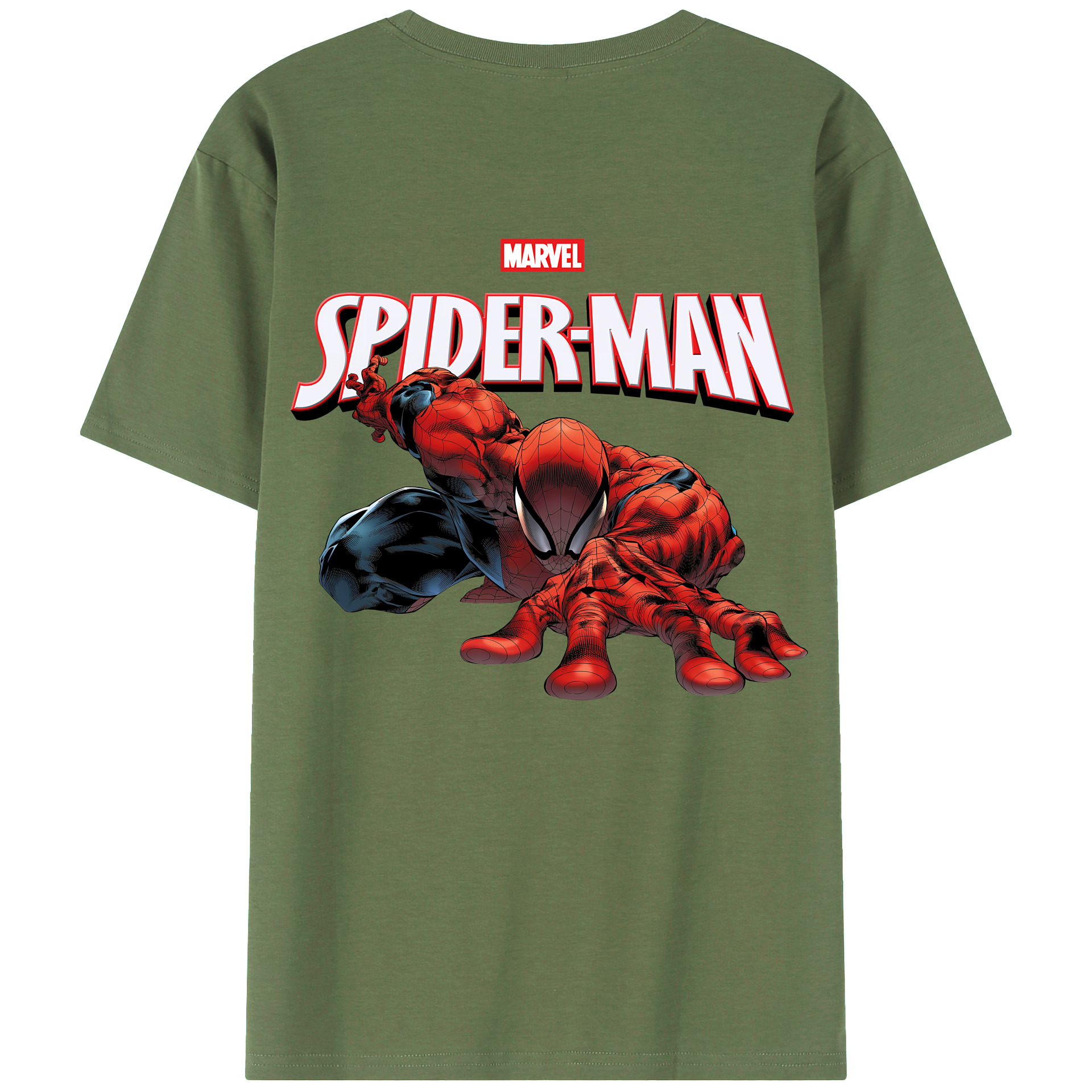 （画像用） Spider Man スパイダーマン 綿100％ メンズ半袖Tシャツ（バックプリント） 通気性